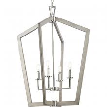 Progress Lighting P500378-009 - Galloway Collection Four-Light 30" Brushed Nickel Modern Farmhouse Foyer Light with Grey Washed