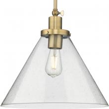 Progress Lighting P500384-163 - Hinton Collection One-Light Vintage Brass Modern Farmhouse Pendant