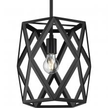 Progress Lighting P500421-31M - Saucedo Collection One-Light Matte Black Modern Pendant