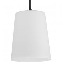 Progress Lighting P500429-31M - Clarion Collection One-Light Matte Black Etched White Transitional Pendant