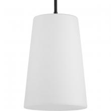 Progress Lighting P500430-31M - Clarion Collection One-Light Matte Black Etched White Transitional Pendant