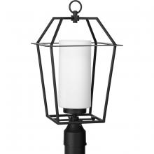 Progress Lighting P540120-031 - Chilton Collection One-Light New Traditional Textured Black Etched Opal Glass Outdoor Post Light