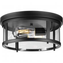 Progress Lighting P550021-31M - Gunther Two-Light Matte Black Modern Farmhouse Flush Mount Light