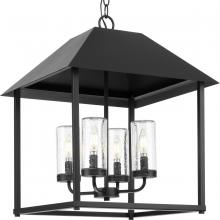 Progress Lighting P550131-031 - Chapel Collection Four-Light Textured Black Modern Farmhouse Outdoor Living Pendant