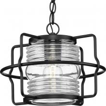 Progress Lighting P550134-31M - Keegan Collection One-Light Matte Black Clear Glass Coastal Outdoor Hanging Lantern