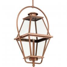 Progress Lighting P550138-169 - Bradshaw Collection One-Light Antique Copper Clear Glass Transitional Outdoor Hanging Lantern