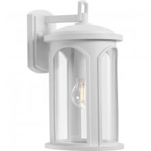 Progress Lighting P560088-028 - Gables Collection One-Light Coastal Satin White Outdoor Wall Lantern with DURASHIELD