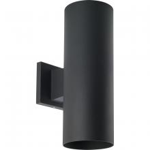 Progress Lighting P560290-031 - 5" Outdoor Up/Down Wall Cylinder Two-Light Modern Black Outdoor Wall Lantern with Top Lense