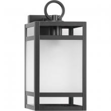 Progress Lighting P560342-31M - Parrish Collection One-Light Matte Black Clear and Etched Glass Modern Craftsman Outdoor Medium Wall