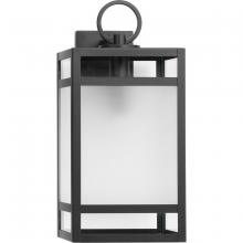 Progress Lighting P560343-31M - Parrish Collection One-Light Matte Black Clear and Etched Glass Modern Craftsman Outdoor Large Wall