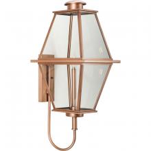 Progress Lighting P560349-169 - Bradshaw Collection One-Light Antique Copper Clear Glass Transitional Large Outdoor Wall Lantern