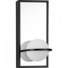 Progress Lighting P710105-031-30 - Pearl LED Collection Mid-Century Modern Matte Black Etched Opal Glass Wall Bracket