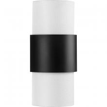 Progress Lighting P710119-31M - Silva Collection Two-Light Matte Black White Linen Shade Wall Sconce