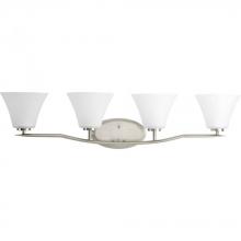 Progress Lighting P2007-09 - Bravo Collection Four-Light Brushed Nickel Etched Glass Modern Bath Vanity Light