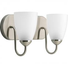 Progress Lighting P2707-09 - Gather Collection Two-Light Brushed Nickel Etched Glass Traditional Bath Vanity Light