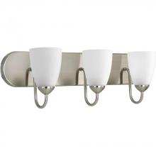 Progress Lighting P2708-09 - Gather Collection Three-Light Brushed Nickel Etched Glass Traditional Bath Vanity Light