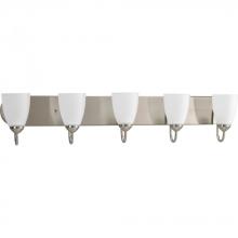 Progress Lighting P2713-09 - Gather Collection Five-Light Brushed Nickel Etched Glass Traditional Bath Vanity Light