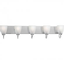 Progress Lighting P2713-15 - Gather Collection Five-Light Polished Chrome Etched Glass Traditional Bath Vanity Light