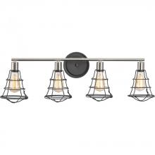 Progress Lighting P300031-143 - Gauge Collection Four-Light Graphite Farmhouse Bath Vanity Light