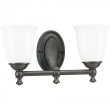 Progress Lighting P3028-74 - Victorian Collection Two-Light Venetian Bronze White Opal Glass Farmhouse Bath Vanity Light