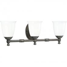 Progress Lighting P3029-74 - Victorian Collection Three-Light Venetian Bronze White Opal Glass Farmhouse Bath Vanity Light