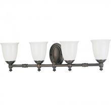 Progress Lighting P3041-74 - Victorian Collection Four-Light Venetian Bronze White Opal Glass Farmhouse Bath Vanity Light