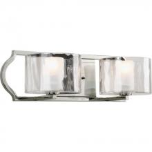 Progress Lighting P3076-104WB - Caress Collection Two-Light Polished Nickel Clear Water Glass Luxe Bath Vanity Light