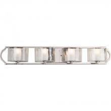 Progress Lighting P3078-104WB - Caress Collection Four-Light Polished Nickel Clear Water Glass Luxe Bath Vanity Light