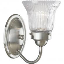 Progress Lighting P3287-09 - Fluted Glass Collection One-Light Brushed Nickel Clear Prismatic Glass Traditional Bath Vanity Light