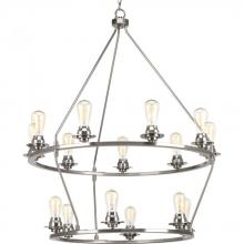 Progress Lighting P400017-009 - Debut Collection Fifteen-Light Brushed Nickel Farmhouse Chandelier Light