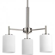 Progress Lighting P4318-104 - Replay Collection Three-Light Polished Nickel Etched White Glass Modern Chandelier Light