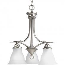 Progress Lighting P4324-09 - Trinity Collection Three-Light Brushed Nickel Etched Glass Traditional Chandelier Light