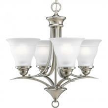 Progress Lighting P4326-09 - Trinity Collection Four-Light Brushed Nickel Etched Glass Traditional Chandelier Light