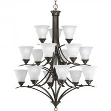 Progress Lighting P4365-20 - Trinity Collection Fifteen-Light Antique Bronze Etched Glass Traditional Chandelier Light