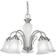 Progress Lighting P4391-09 - Bedford Collection Five-Light Brushed Nickel Etched Alabaster Glass Traditional Chandelier Light