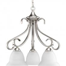 Progress Lighting P4405-09 - Torino Collection Three-Light Brushed Nickel Etched Glass Transitional Chandelier Light