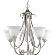 Progress Lighting P4416-09 - Torino Collection Five-Light Brushed Nickel Etched Glass Transitional Chandelier Light