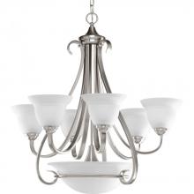 Progress Lighting P4417-09 - Torino Collection Six-Light Brushed Nickel Etched Glass Transitional Chandelier Light