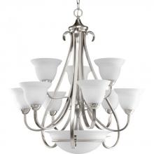 Progress Lighting P4418-09 - Torino Collection Nine-Light Brushed Nickel Etched Glass Transitional Chandelier Light