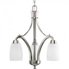 Progress Lighting P4434-09 - Wisten Collection Three-Light Brushed Nickel Etched Glass Modern Chandelier Light