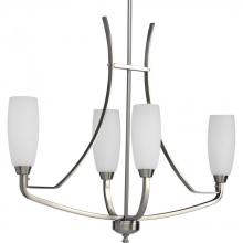 Progress Lighting P4435-09 - Wisten Collection Four-Light Brushed Nickel Etched Glass Modern Chandelier Light