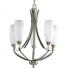 Progress Lighting P4436-09 - Wisten Collection Five-Light Brushed Nickel Etched Glass Modern Chandelier Light