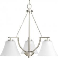 Progress Lighting P4621-09 - Bravo Collection Three-Light Brushed Nickel Etched Glass Modern Chandelier Light