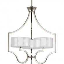 Progress Lighting P4644-104WB - Caress Collection Three-Light Polished Nickel Clear Water Glass Luxe Chandelier Light