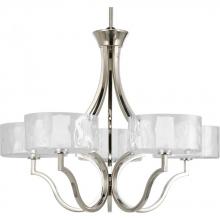 Progress Lighting P4645-104WB - Caress Collection Five-Light Polished Nickel Clear Water Glass Luxe Chandelier Light