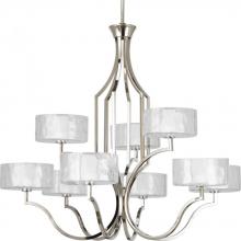 Progress Lighting P4646-104WB - Caress Collection Nine-Light Polished Nickel Clear Water Glass Luxe Chandelier Light