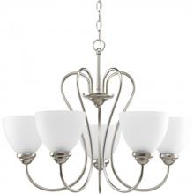 Progress Lighting P4666-09 - Heart Collection Five-Light Brushed Nickel Etched Glass Farmhouse Chandelier Light