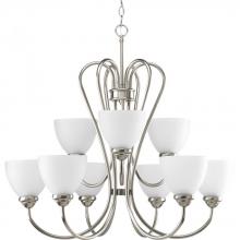 Progress Lighting P4668-09 - Heart Collection Nine-Light Brushed Nickel Etched Glass Farmhouse Chandelier Light