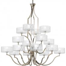 Progress Lighting P4685-104WB - Caress Collection Sixteen-Light Polished Nickel Clear Water Glass Luxe Chandelier Light