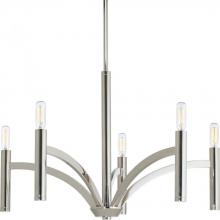 Progress Lighting P4718-104 - Draper Collection Five-Light Polished Nickel Luxe Chandelier Light